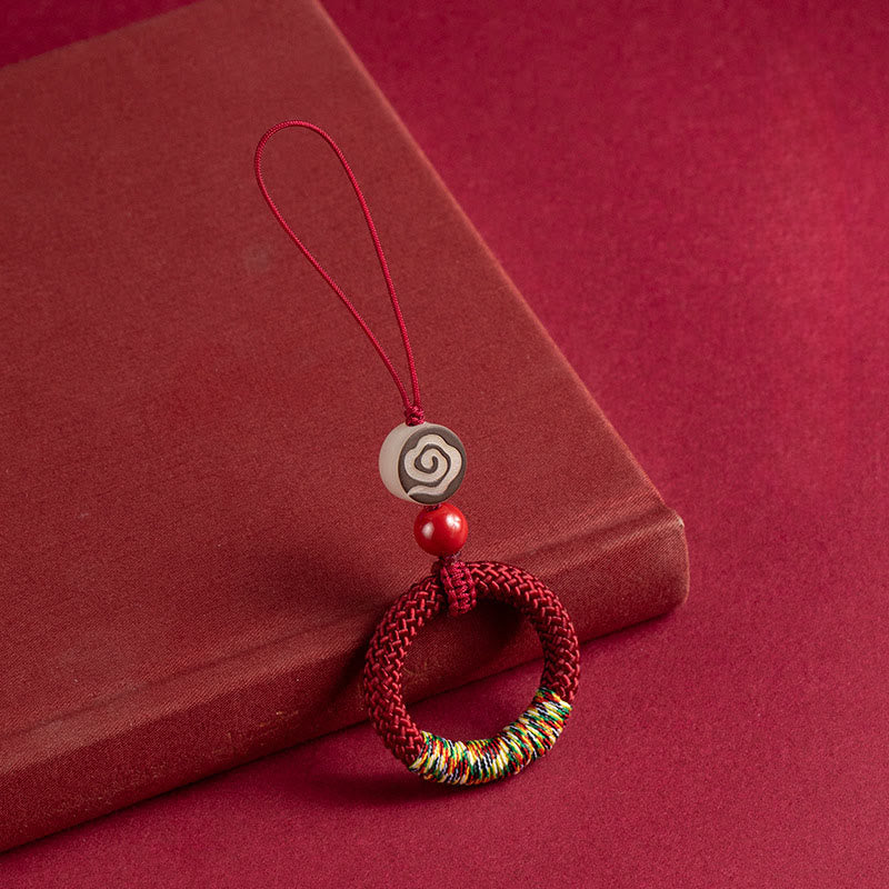 Buddha Stones, handgewebter, bunter Faden, Schnalle, Elfenbein, Frucht, Zinnober, Schlüsselanhänger, Handy-Hängedekoration - Rote Handy-Hängedekoration - image 10