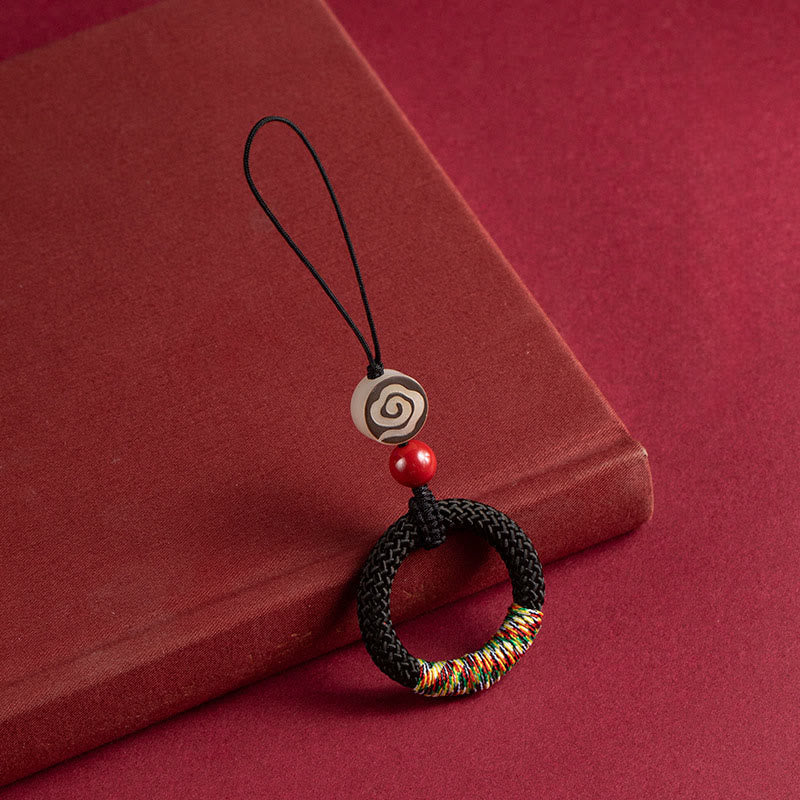 Buddha Stones, handgewebter, bunter Faden, Schnalle, Elfenbein, Frucht, Zinnober, Schlüsselanhänger, Handy-Hängedekoration - Schwarze Handy-Hängedekoration - image 9