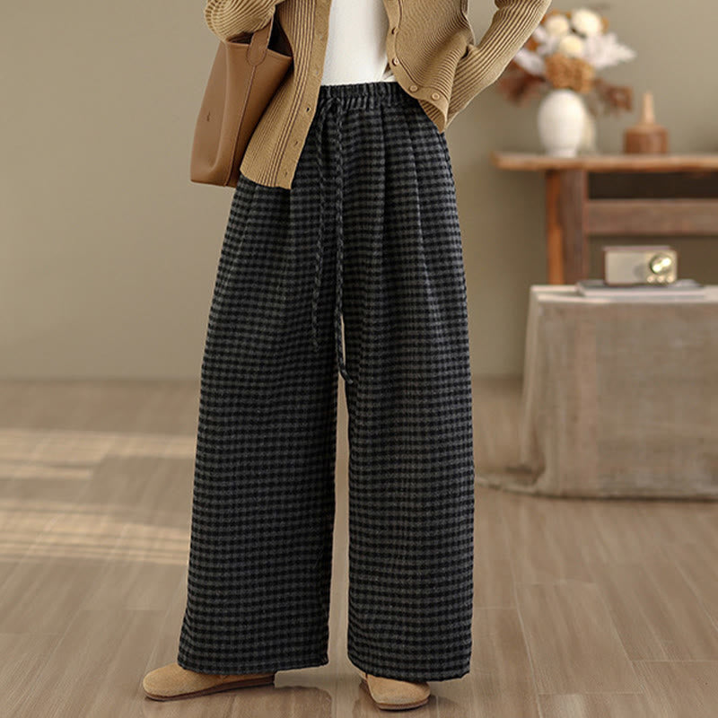 Buddha Stones Freizeit-Hose mit Karomuster, weitem Bein und Taschen für Damen - Schwarz - US 8-10, UK/AU 12-14, EU 40-42 (2XL) - image 0