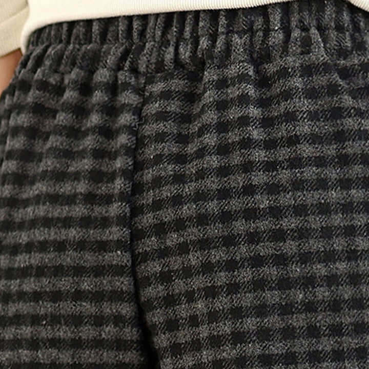 Buddha Stones Freizeit-Hose mit Karomuster, weitem Bein und Taschen für Damen - image 8