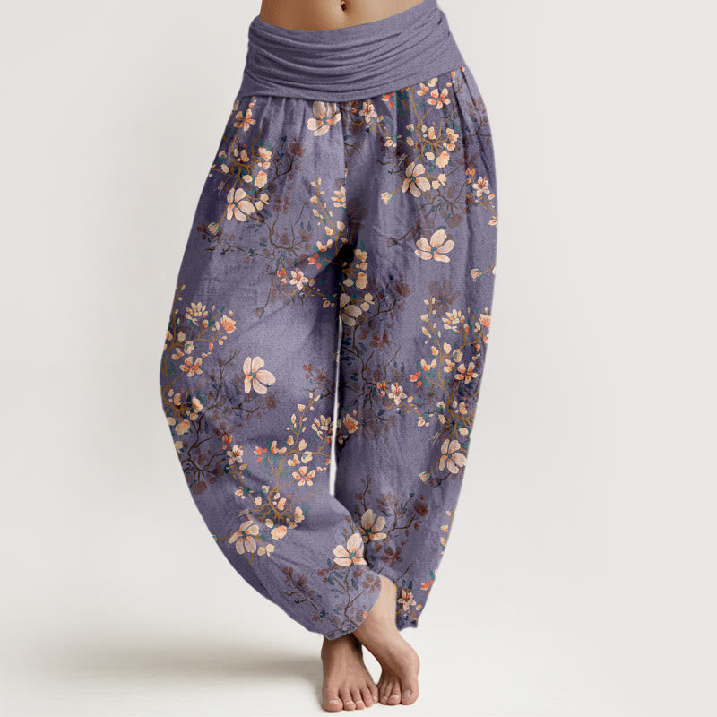 Buddha Stones Damen-Haremshose aus reiner Baumwolle mit Kirschblütenmuster und elastischem Bund - Mittelviolett - US16, UK/AU20, EU48 (3XL) - image 5