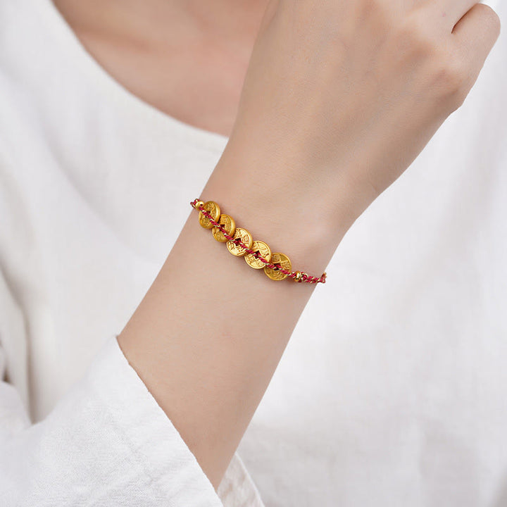 Buddha Stones, Fünf-Kaiser-Münzen, Kupferwaage, handgewebtes Armband  - image 11