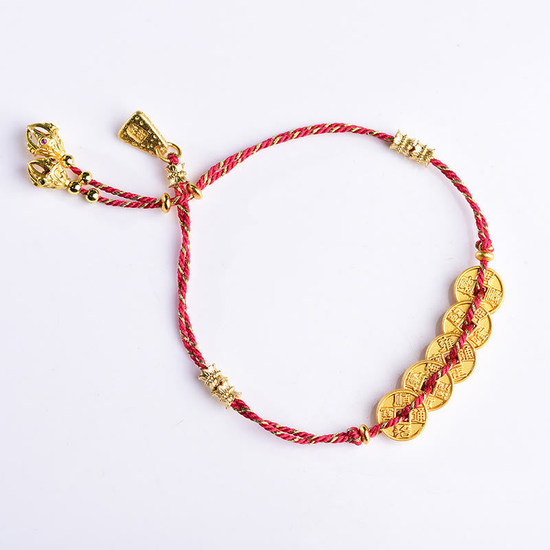 Buddha Stones, Fünf-Kaiser-Münzen, Kupferwaage, handgewebtes Armband  - image 10