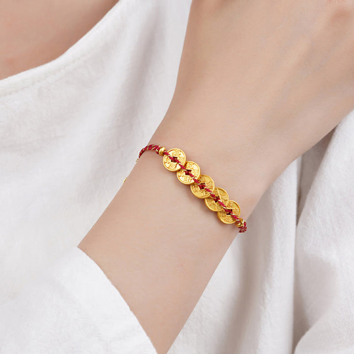Buddha Stones, Fünf-Kaiser-Münzen, Kupferwaage, handgewebtes Armband  - image 4