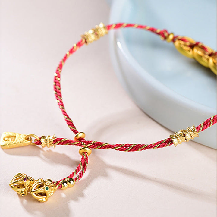 Buddha Stones, Fünf-Kaiser-Münzen, Kupferwaage, handgewebtes Armband  - image 9