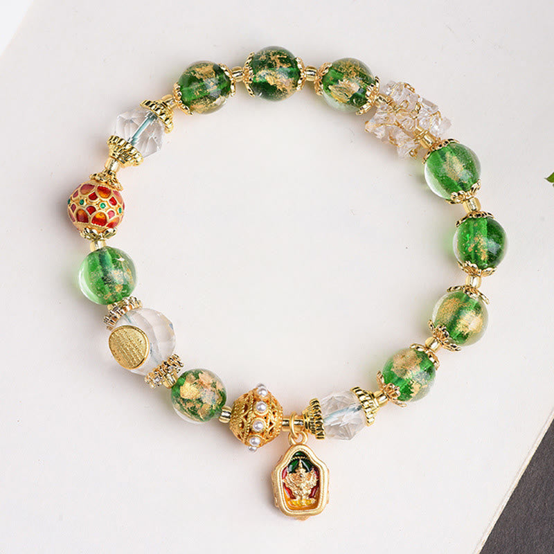 Buddha Stones, Liuli-Glas, 925er Sterlingsilber, Kupfer – Armband zum Schutz vor bösen Geistern - Liuli Glass 925 Sterling Silber (Handgelenkumfang: 16-17 cm) - image 0