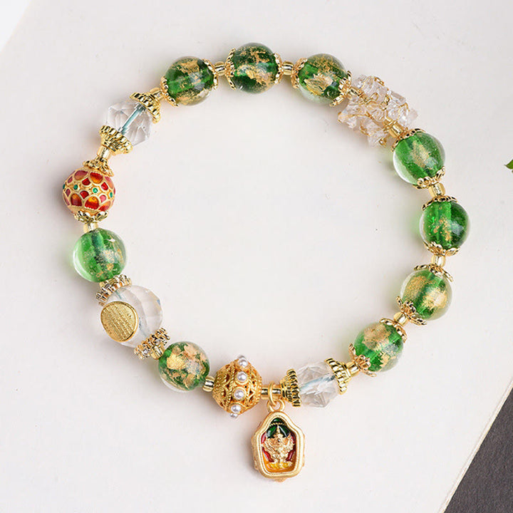 Buddha Stones, Liuli-Glas, 925er Sterlingsilber, Kupfer – Armband zum Schutz vor bösen Geistern - Liuli Glass 925 Sterling Silber (Handgelenkumfang: 16-17 cm) - image 0