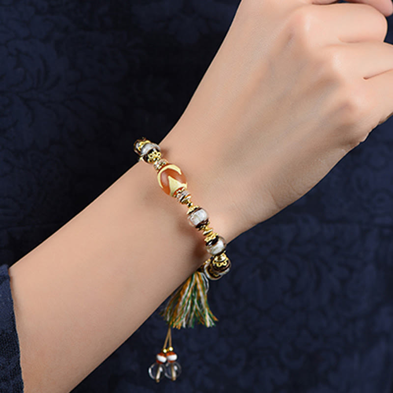 Buddha Stones, Liuli-Glas-Dzi-Perlen, Segensarmband - image 14