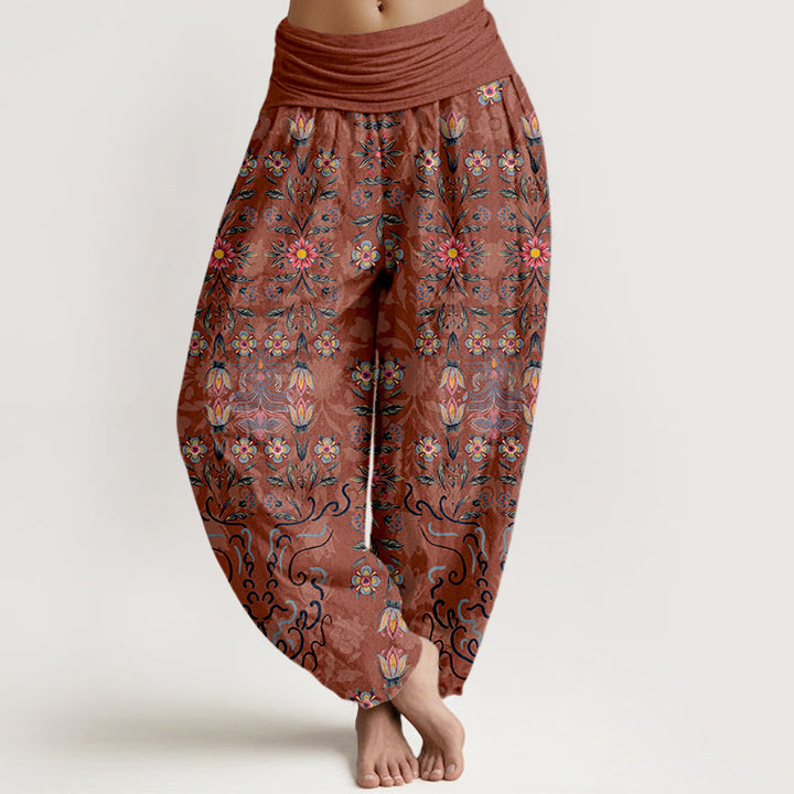 Buddha Stones Haremshose aus reiner Baumwolle mit mehrfarbigem Blumenmuster und elastischem Bund für Damen - Lachs - US16, UK/AU20, EU48 (3XL) - image 8
