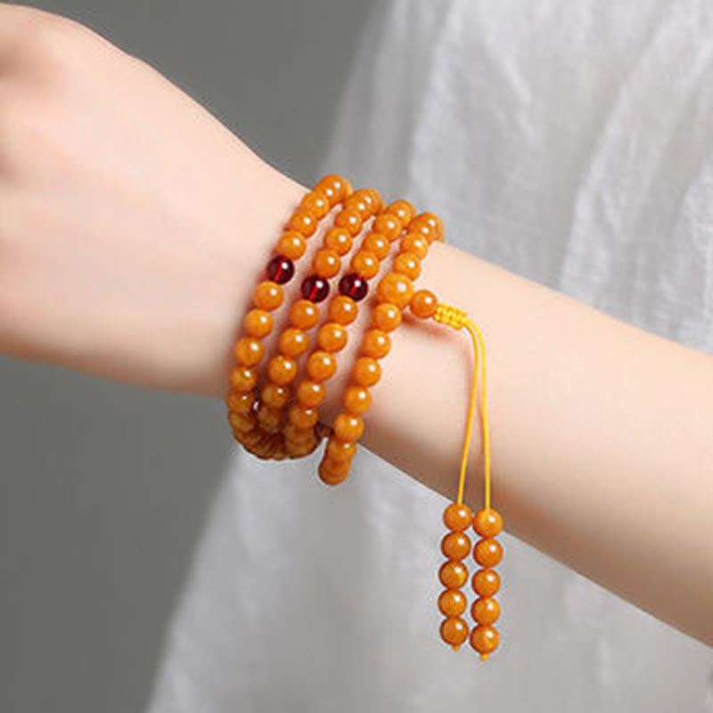 Buddha Stones ​​Tibetische Bernstein-Rundperlen-Mala - image 8