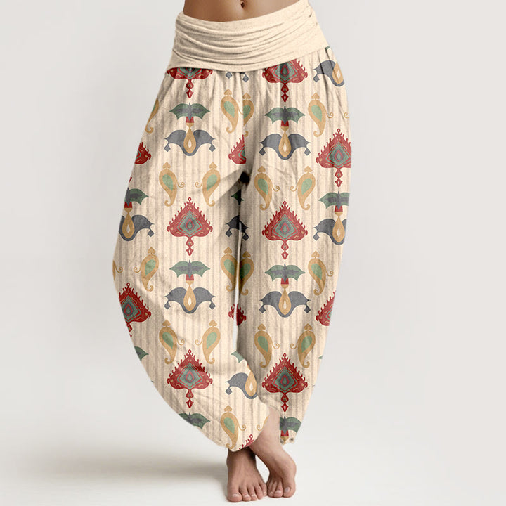 Buddha Stones, reine Baumwolle, Dreieck, Flamme, geometrische Formen, Feder, Damen-Haremshose mit elastischem Bund - Zitronen-Chiffon - US16, UK/AU20, EU48 (3XL) - image 8