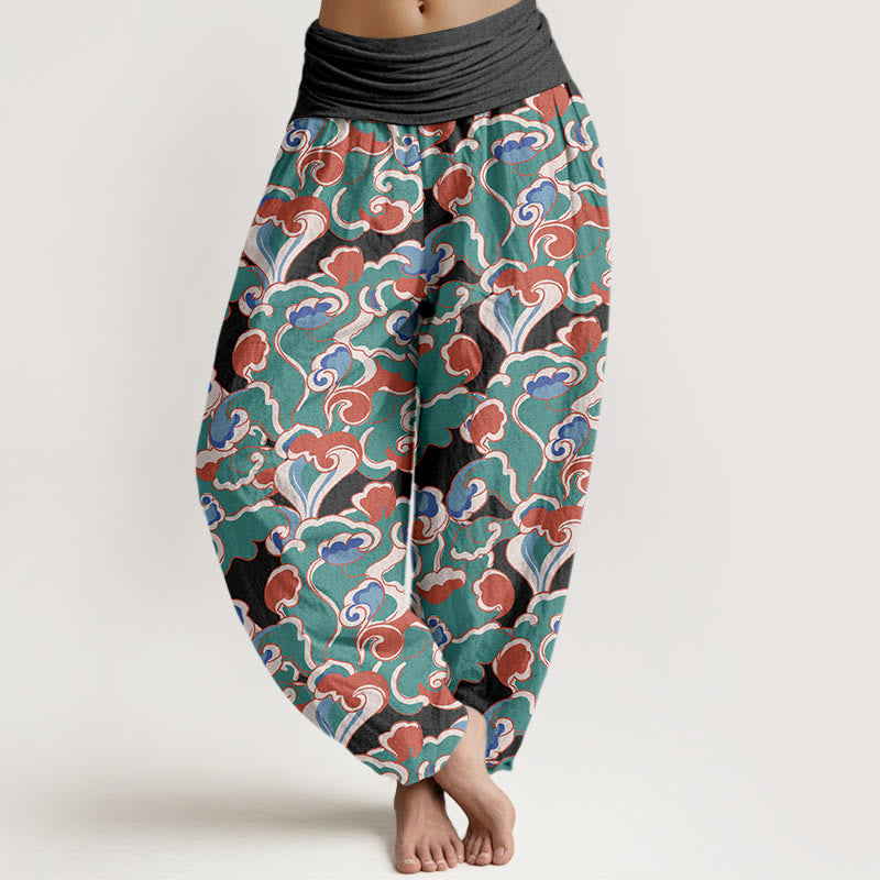 Buddha Stones Haremshose aus reiner Baumwolle mit kleinen Wolken und elastischem Bund für Damen - Schwarz - US16, UK/AU20, EU48 (3XL) - image 5
