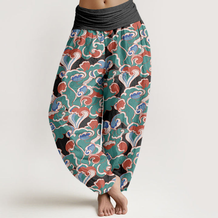 Buddha Stones Haremshose aus reiner Baumwolle mit kleinen Wolken und elastischem Bund für Damen - Schwarz - US16, UK/AU20, EU48 (3XL) - image 5