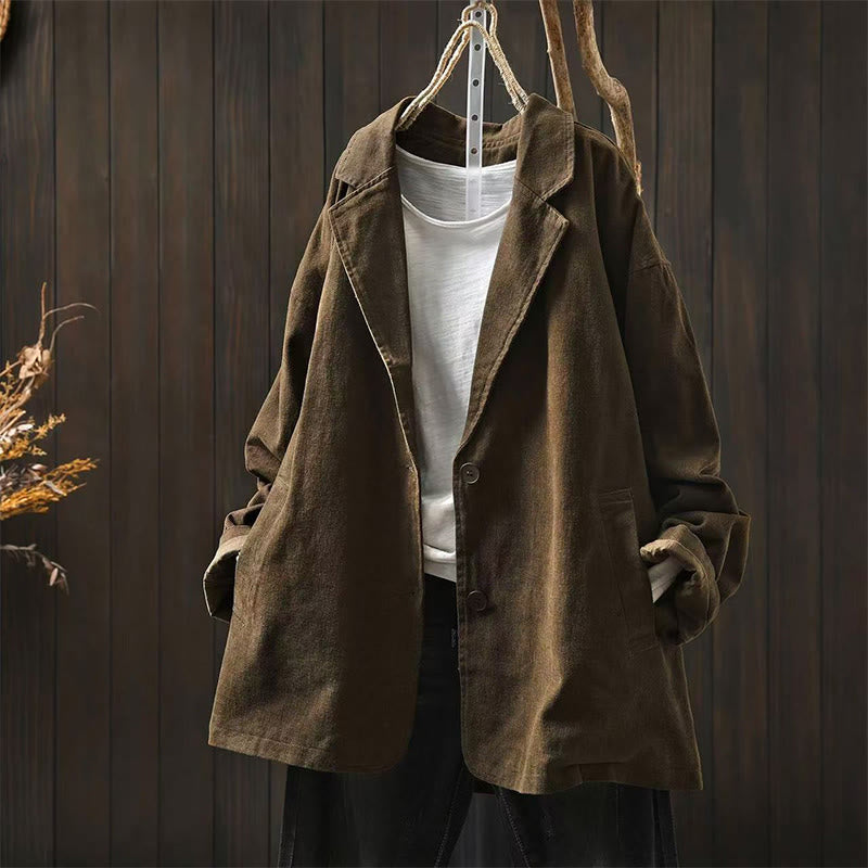 Buddha Stones Frühling Herbst Knöpfe Reverskragen Langarm Mid-Length Damenjacke mit Taschen - Sattelbraun - US4-8/10, UK/AU8-12/14, EU36-40/42 (F) - image 12