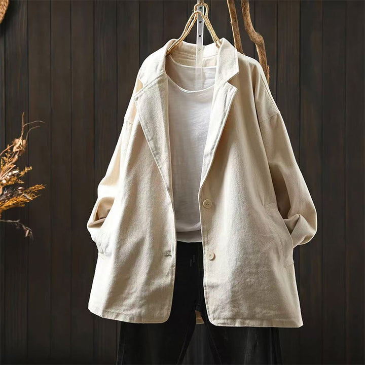 Buddha Stones Frühling Herbst Knöpfe Reverskragen Langarm Mid-Lange Baumwolljacke für Damen mit Taschen - Leinen - US4-8/10, UK/AU8-12/14, EU36-40/42 (F) - image 14