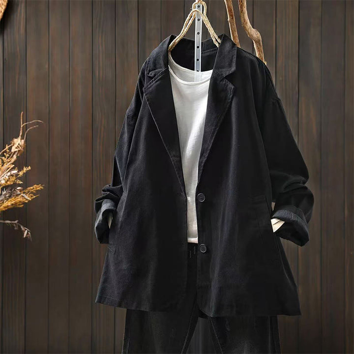 Buddha Stones Frühling Herbst Knöpfe Reverskragen Langarm Mid-Length Damenjacke mit Taschen - Schwarz - US4-8/10, UK/AU8-12/14, EU36-40/42 (F) - image 20