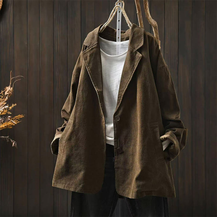 Buddha Stones Frühling Herbst Knöpfe Reverskragen Langarm Mid-Lange Baumwolljacke für Damen mit Taschen - Sattelbraun - US4-8/10, UK/AU8-12/14, EU36-40/42 (F) - image 12