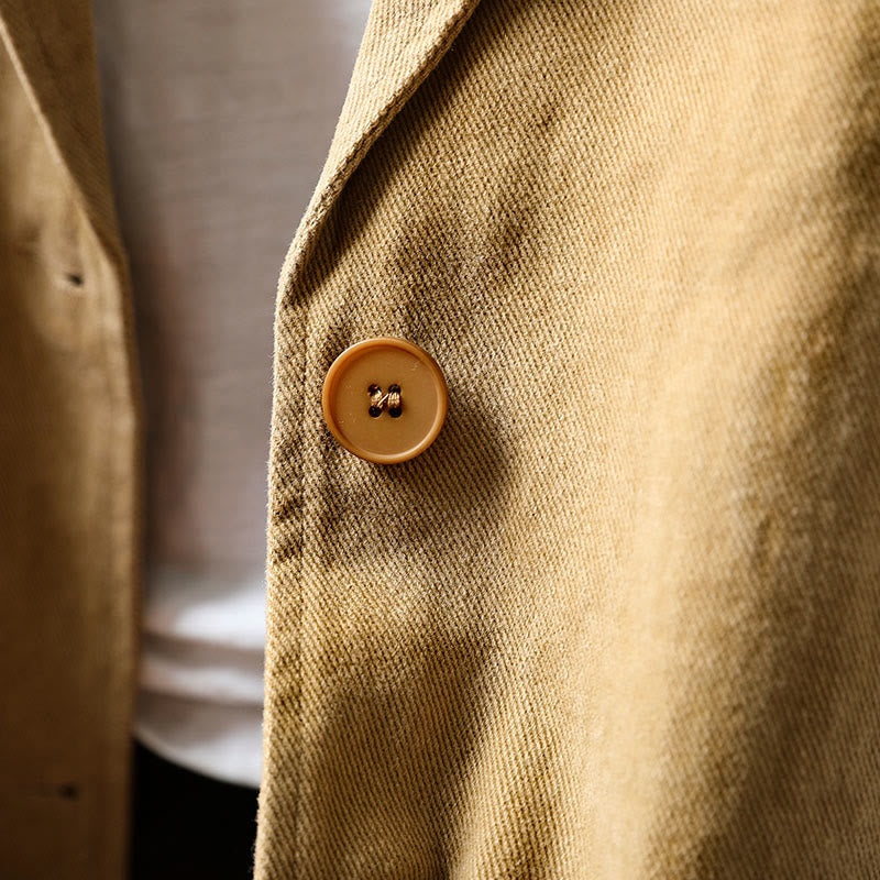 Buddha Stones Frühling Herbst Knöpfe Reverskragen Langarm Mid-Lange Baumwolljacke für Damen mit Taschen - image 8