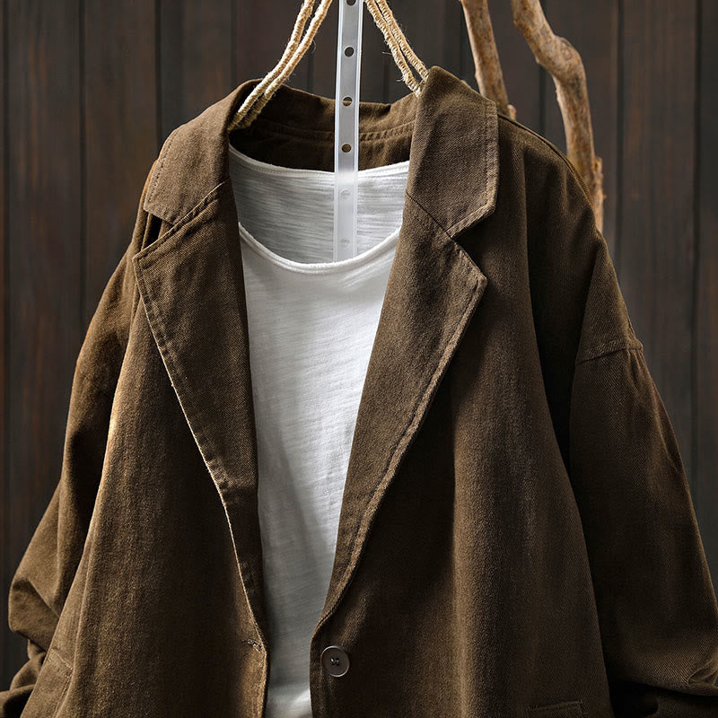Buddha Stones Frühling Herbst Knöpfe Reverskragen Langarm Mid-Length Damenjacke mit Taschen - image 13