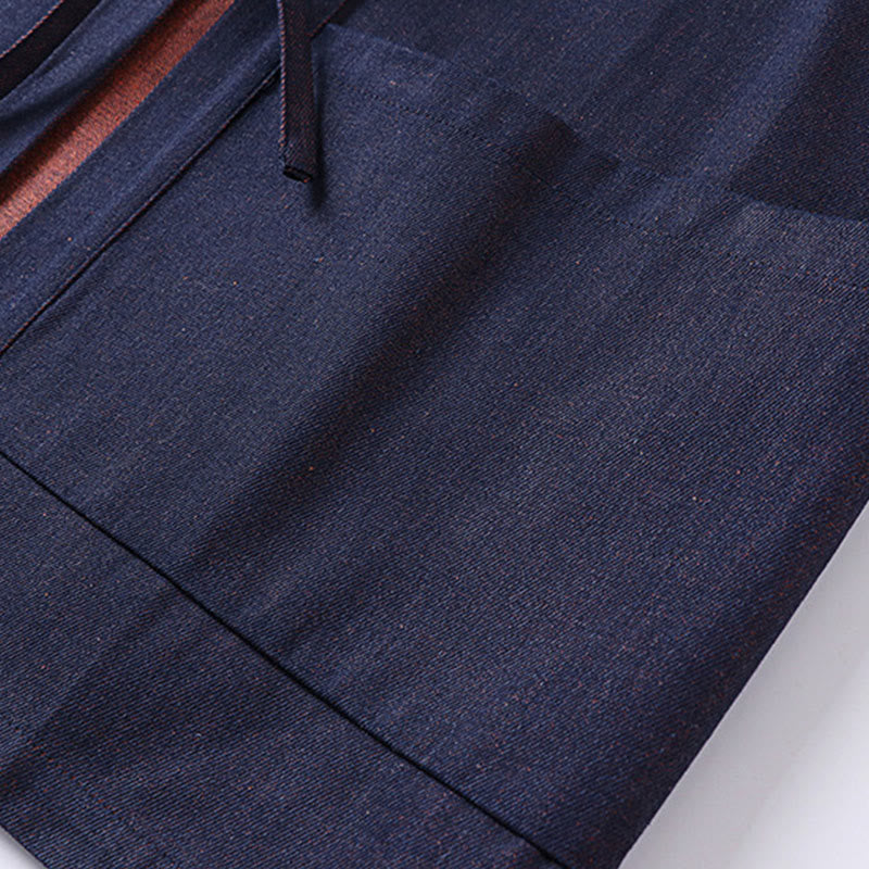 Buddha Stones Herren-Kimono aus Denim und Baumwolle mit Schnürung, offener Vorderseite und Dreiviertelärmeln - image 6