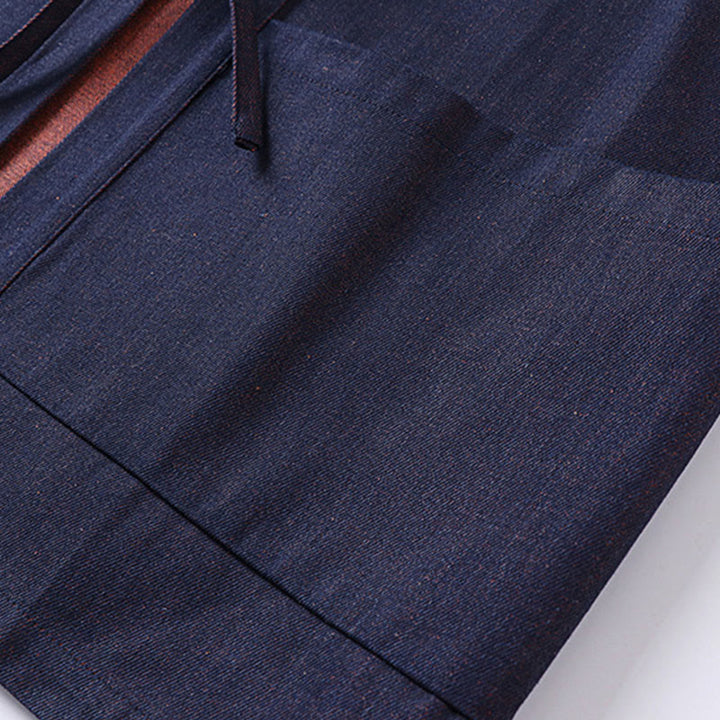 Buddha Stones Herren-Kimono aus Denim und Baumwolle mit Schnürung, offener Vorderseite und Dreiviertelärmeln - image 6