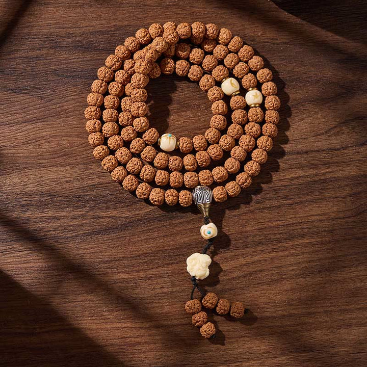 Buddha Stones ​​Tibetische 108 Perlen Bodhi-Samen Dreiaugige Dzi-Perle Glücksmala - Stille Eleganz - 10 mm - image 15