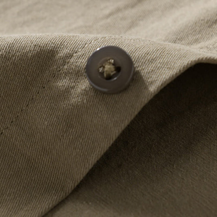 Buddha Stones Casual Herrenhemd aus Baumwolle mit Stehkragen, langen Ärmeln und Ziertaschen, Knöpfen und Ziertasche. - image 16