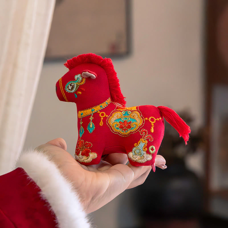Buddha Stones, Jahr des Pferdes, rote Schnurstickerei, Hängedekoration - image 1