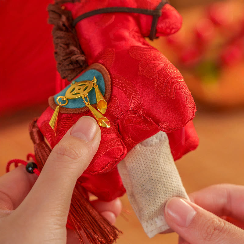Buddha Stones, Jahr des Pferdes, rote Schnurstickerei, Freiheits-Hängedekoration - image 5