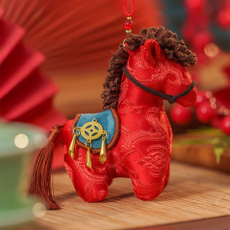 Buddha Stones, Jahr des Pferdes, rote Schnurstickerei, Freiheits-Hängedekoration - image 1