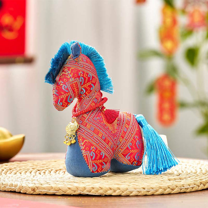 Buddha Stones, Jahr des Pferdes, rote Schnurstickerei, Barrenquasten-Dekoration - Rotes Pferd - 16 x 12 cm - image 1