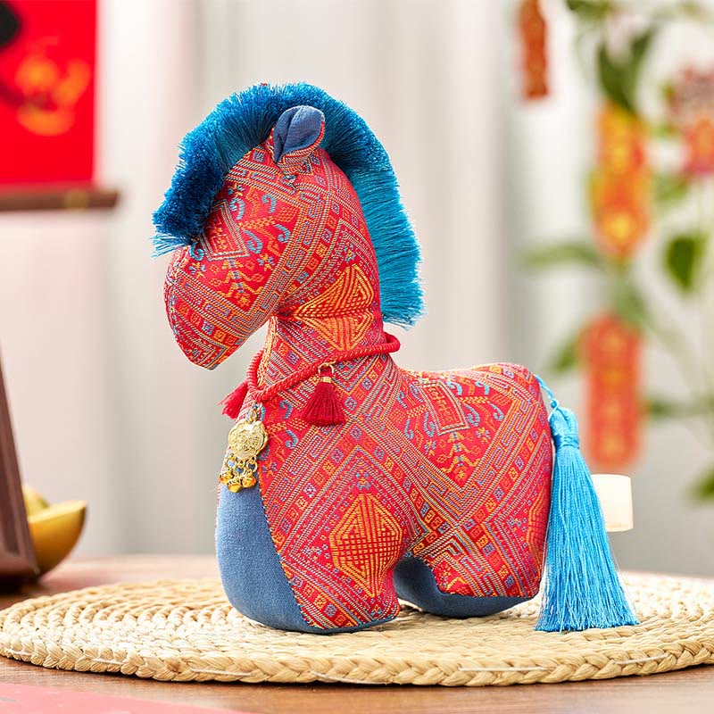 Buddha Stones, Jahr des Pferdes, rote Schnurstickerei, Barrenquasten-Dekoration - Rotes Pferd - 20 x 17 cm - image 2