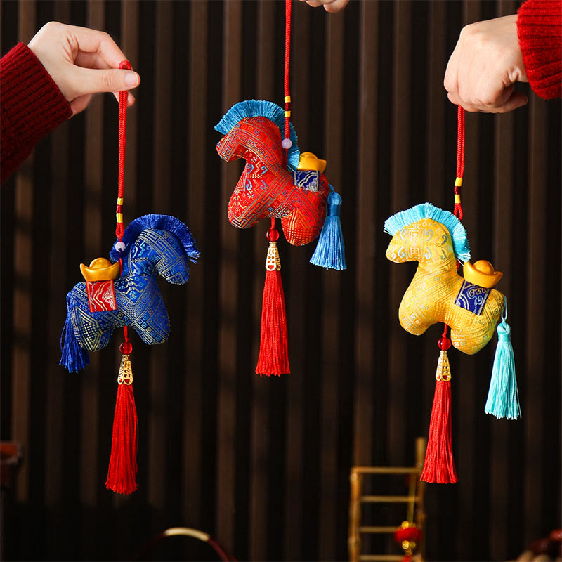 Buddha Stones, Jahr des Pferdes, rote Schnurstickerei, Barrenquasten-Dekoration - image 15