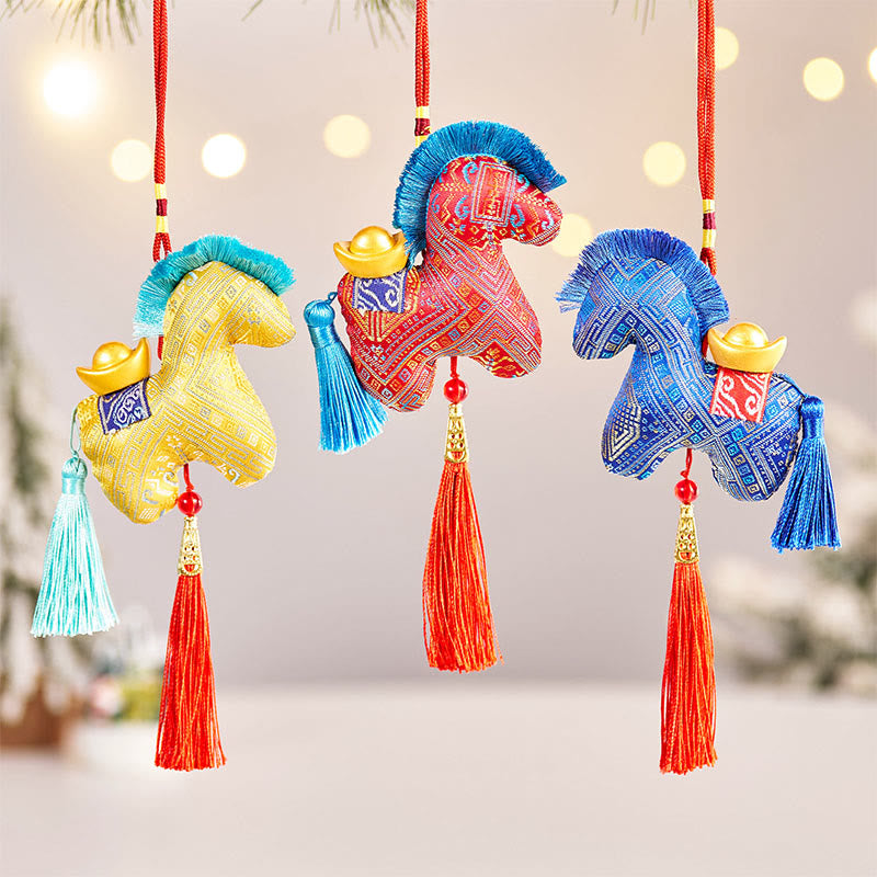 Buddha Stones, Jahr des Pferdes, rote Schnurstickerei, Barrenquasten-Dekoration - image 21