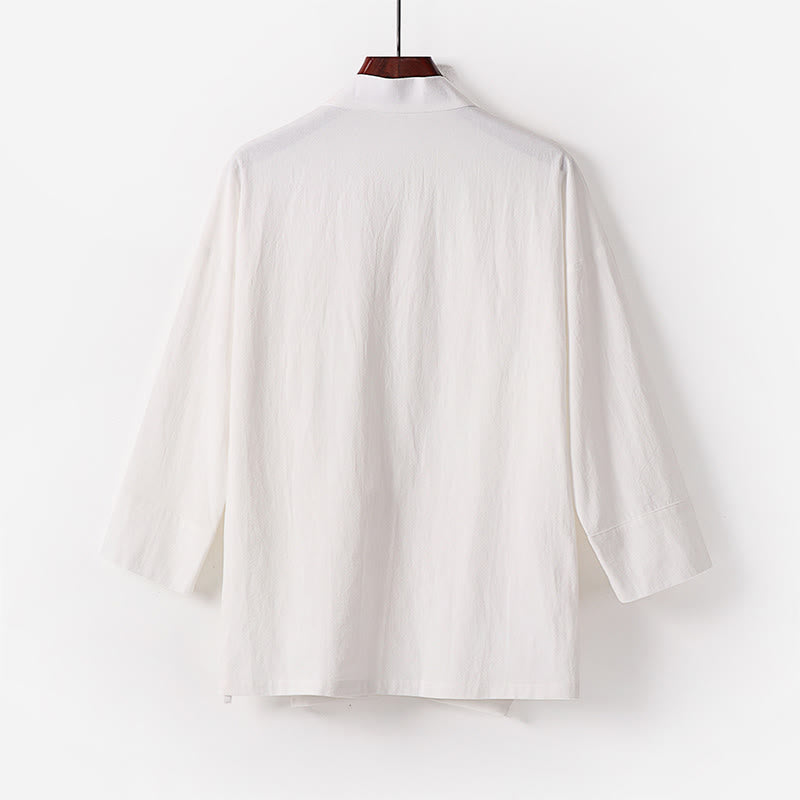 Buddha Stones ​​2-teiliges Herbst-Kimono-Set aus Baumwolle mit Schnürung, knöchellangen, weiten Hosenbeinen und Taschen, Meditationskleidung für Herren - image 19