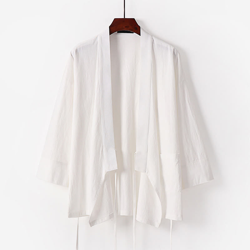 Buddha Stones ​​2-teiliges Herbst-Kimono-Set aus Baumwolle mit Schnürung, knöchellangen, weiten Hosenbeinen und Taschen, Meditationskleidung für Herren - image 18