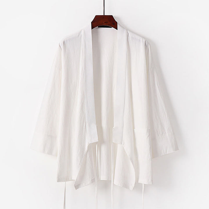 Buddha Stones ​​2-teiliges Herbst-Kimono-Set aus Baumwolle mit Schnürung, knöchellangen, weiten Hosenbeinen und Taschen, Meditationskleidung für Herren - image 18