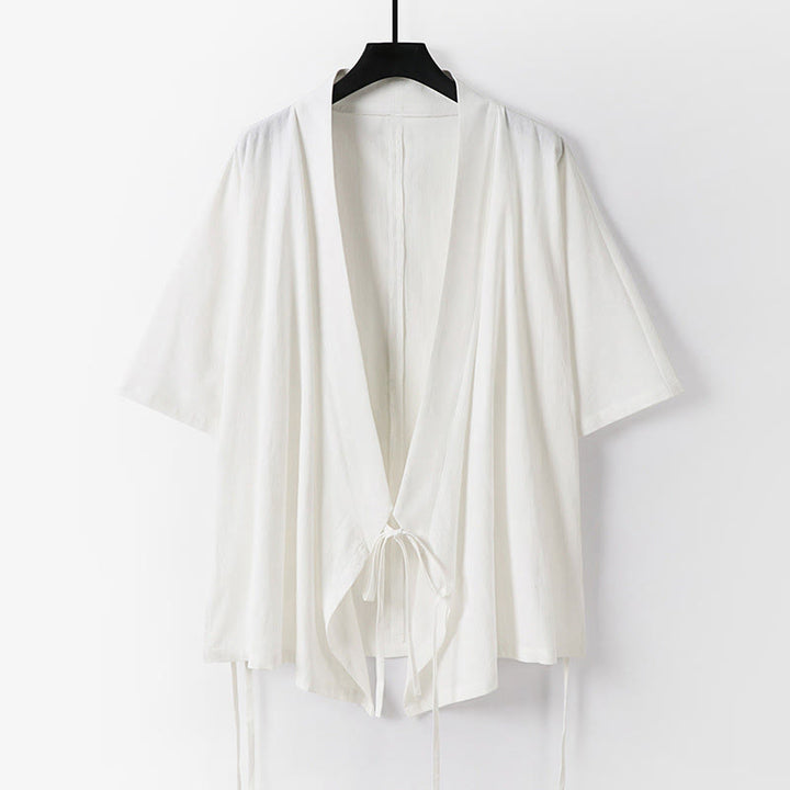 Buddha Stones 2-teiliges Herbst-Kimono-Set aus Baumwolle mit Schnürung, Dreiviertelärmeln, Kordelzughose und Taschen für Herren – Meditationskleidung - image 11
