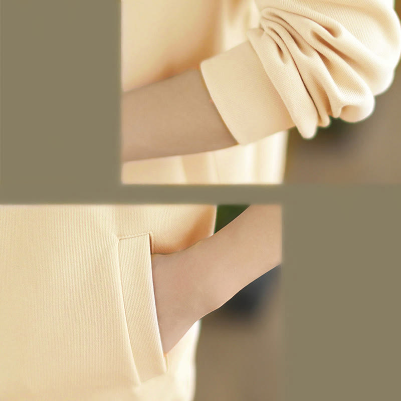 Buddha Stones Herbst-Sweatshirt aus Baumwolle mit Stehkragen und Knöpfen, langärmelig, Damen, einfarbig, mit Buddha-Steinen-Motiv. - image 19