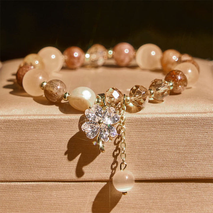 Buddha Stones, vierblättriges Kleeblatt, Amethyst, Citrin, grüner Erdbeerquarz, Rutilquarz, Balance-Armband - image 21