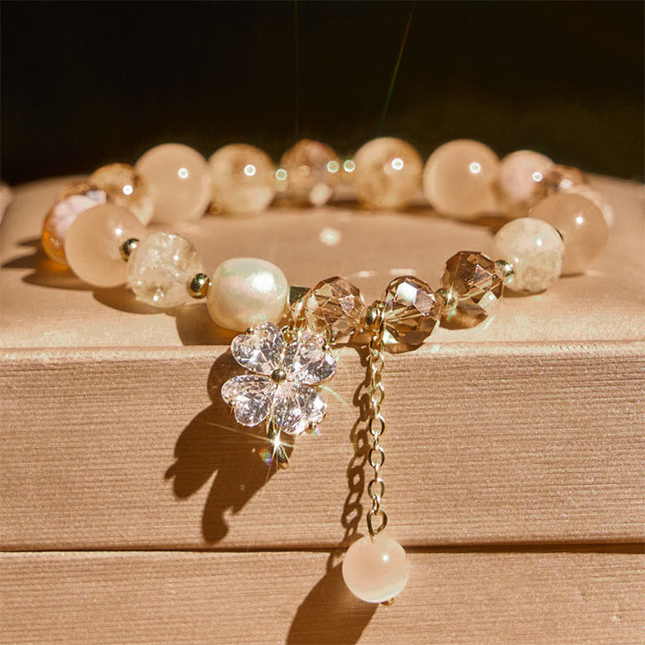 Buddha Stones, vierblättriges Kleeblatt, Amethyst, Citrin, grüner Erdbeerquarz, Rutilquarz, Balance-Armband - image 10