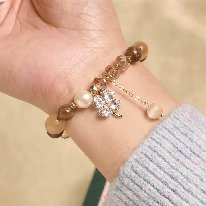 Buddha Stones, vierblättriges Kleeblatt, Amethyst, Citrin, grüner Erdbeerquarz, Rutilquarz, Balance-Armband - image 22