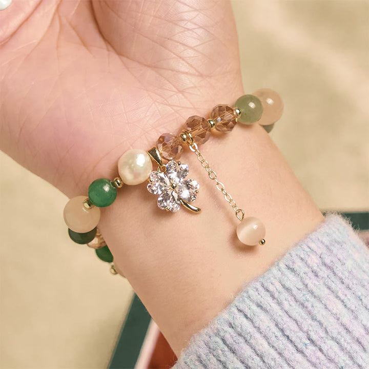 Buddha Stones, vierblättriges Kleeblatt, Amethyst, Citrin, grüner Erdbeerquarz, Rutilquarz, Balance-Armband - image 16