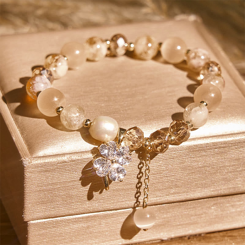 Buddha Stones, vierblättriges Kleeblatt, Amethyst, Citrin, grüner Erdbeerquarz, Rutilquarz, Balance-Armband - image 9