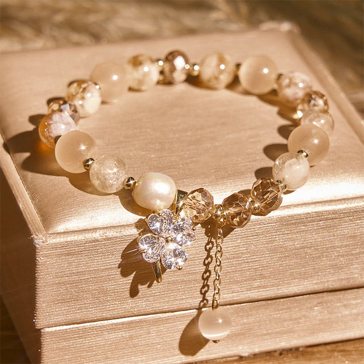 Buddha Stones, vierblättriges Kleeblatt, Amethyst, Citrin, grüner Erdbeerquarz, Rutilquarz, Balance-Armband - image 9