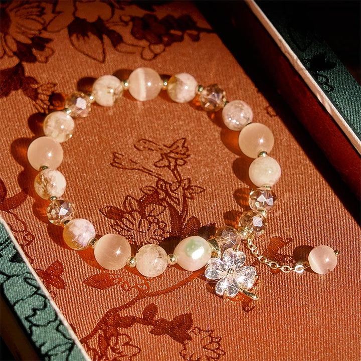 Buddha Stones, vierblättriges Kleeblatt, Amethyst, Citrin, grüner Erdbeerquarz, Rutilquarz, Balance-Armband - Citrin (Handgelenkumfang: 15-17 cm) - image 8