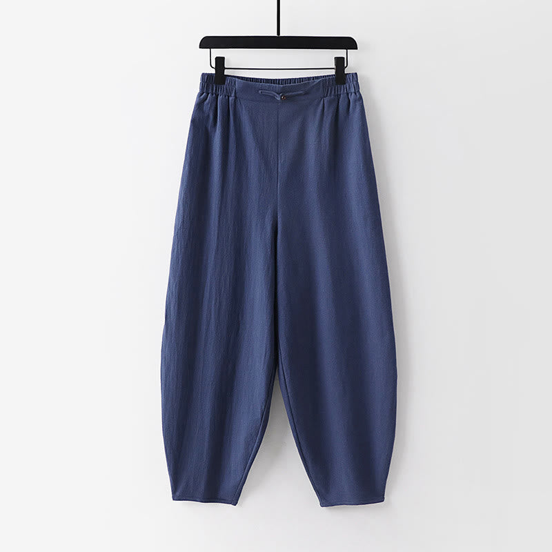 Buddha Stones Sommerhose für Herren, schlicht, gerades Bein, aus Baumwoll-Leinen-Mischgewebe, knöchellang mit Taschen - SteelBlue - US/ UK/AU54, EU64 (9XL) - image 0