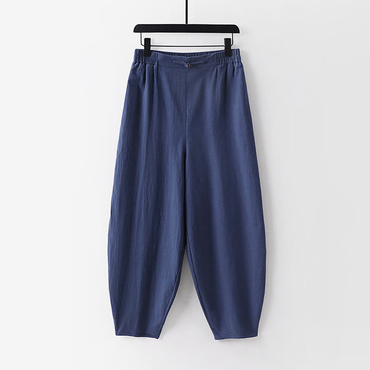 Buddha Stones Sommerhose für Herren, schlicht, gerades Bein, aus Baumwoll-Leinen-Mischgewebe, knöchellang mit Taschen - SteelBlue - US/ UK/AU54, EU64 (9XL) - image 0