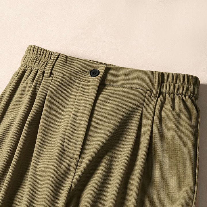 Buddha Stones Commute Herbst Cord Damen Haremshose mit hohem Bund und Taschen - image 2