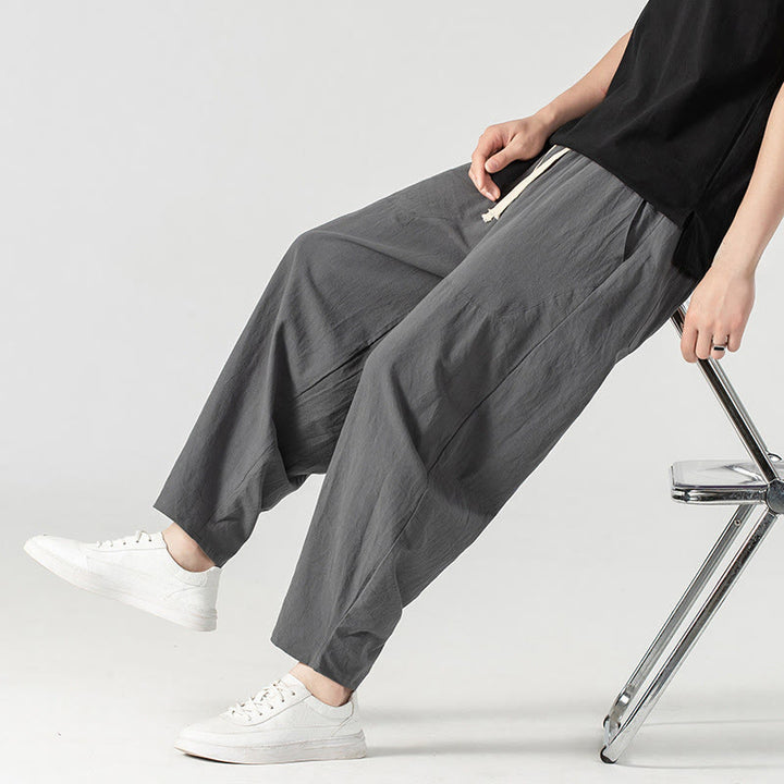 Buddha Stones Frühling/Herbst, einfarbige Herren-Haremshose mit Kordelzug, knöchellang, mit Taschen - image 24